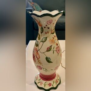 Capriware Hand Painted Floral Porcelain Collectable Vase, 10.5” Tall & 4.5” Wide